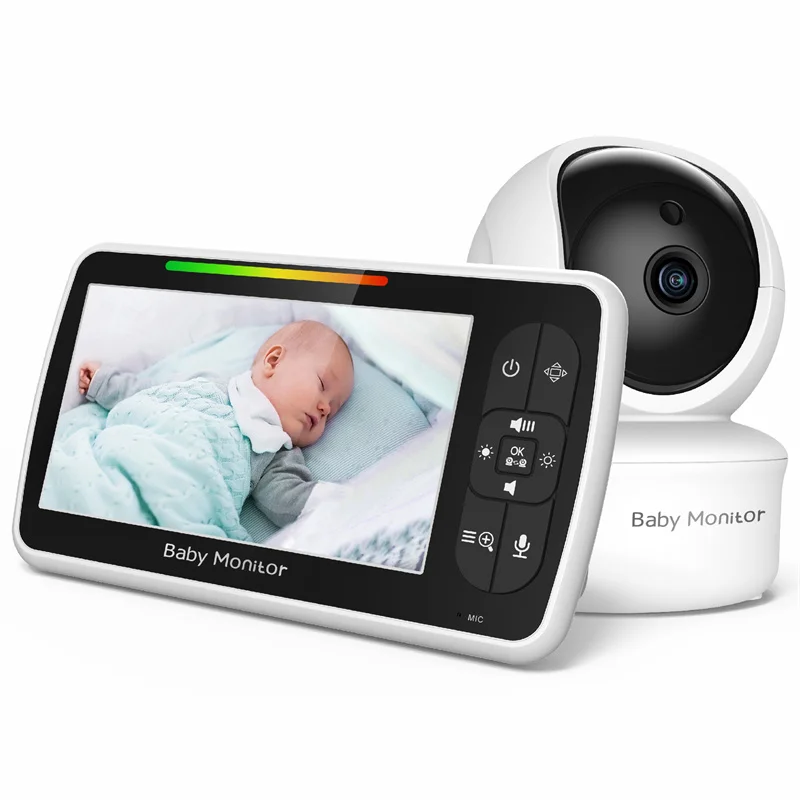 Audio Music Videos - 5-Zoll-Video-Babyphone mit ferngesteuerter Schwenk-, Neige- und