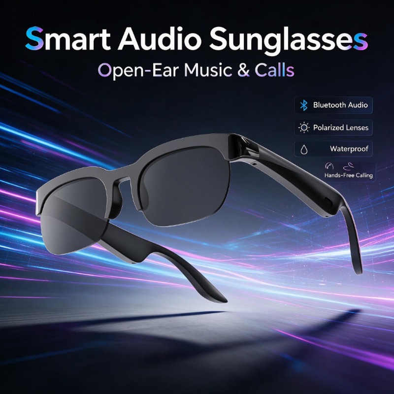Audio Music Videos - Smarte Audio-Sonnenbrille mit Open-Ear-Bluetooth-Technologie, polarisierten Gläsern,