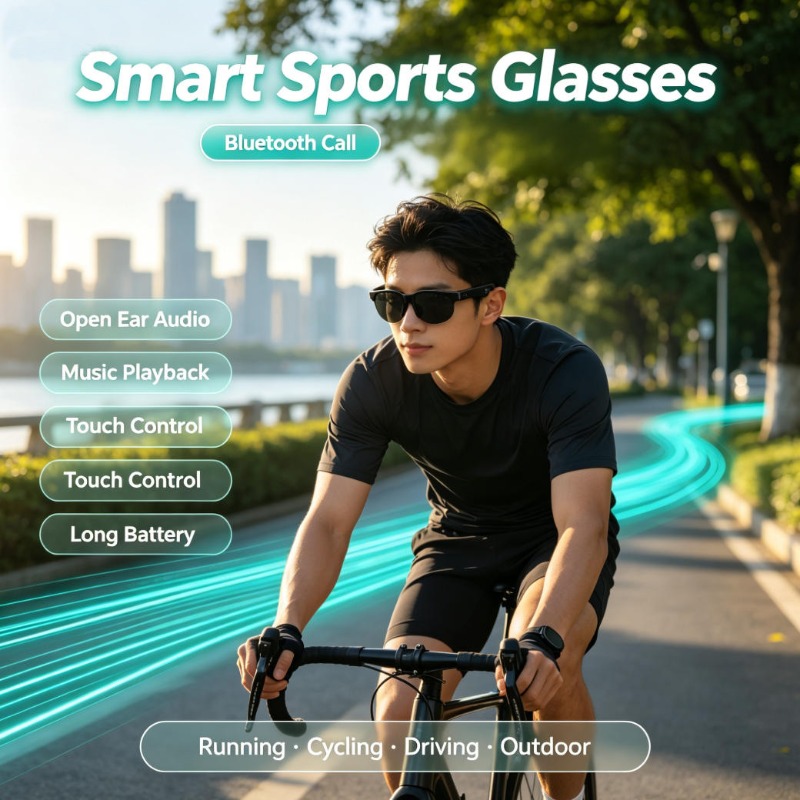 Audio To Music - Intelligente Sportbrille mit offener Ohrmuschel, Bluetooth-Anruf,