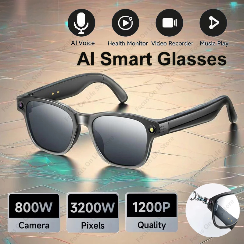Audio Music Videos - KI-Smart-Brille mit 8-Millionen-Kamera, Bluetooth-Sonnenbrille, Aufnahme-, Audio-,