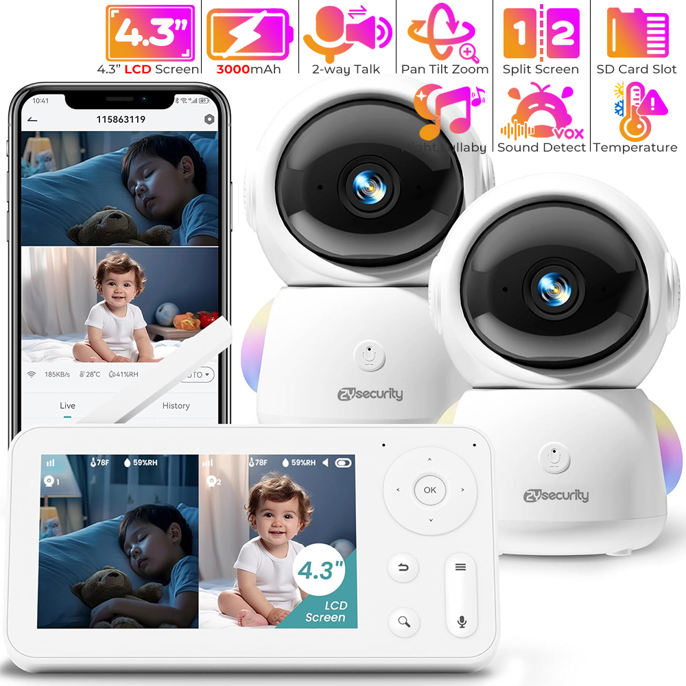 Audio Music Videos - 2K-Babyphone mit 2 Kameras und Audio,