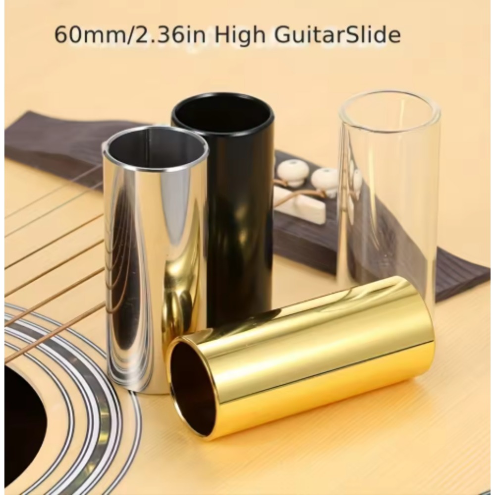 Guitar Slide Tube - 60-mm-Gitarren-Slide-Stange aus Edelstahl, elektrisches Holzgitarren-Slide-Rohr, Metall-Fingerhüte