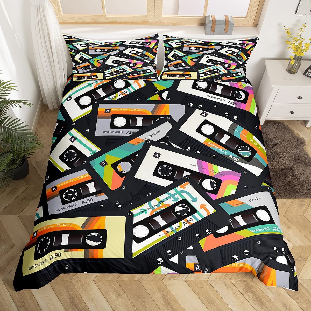 Audio Music King - Bunte Musik Kassetten Bettbezug King Retro